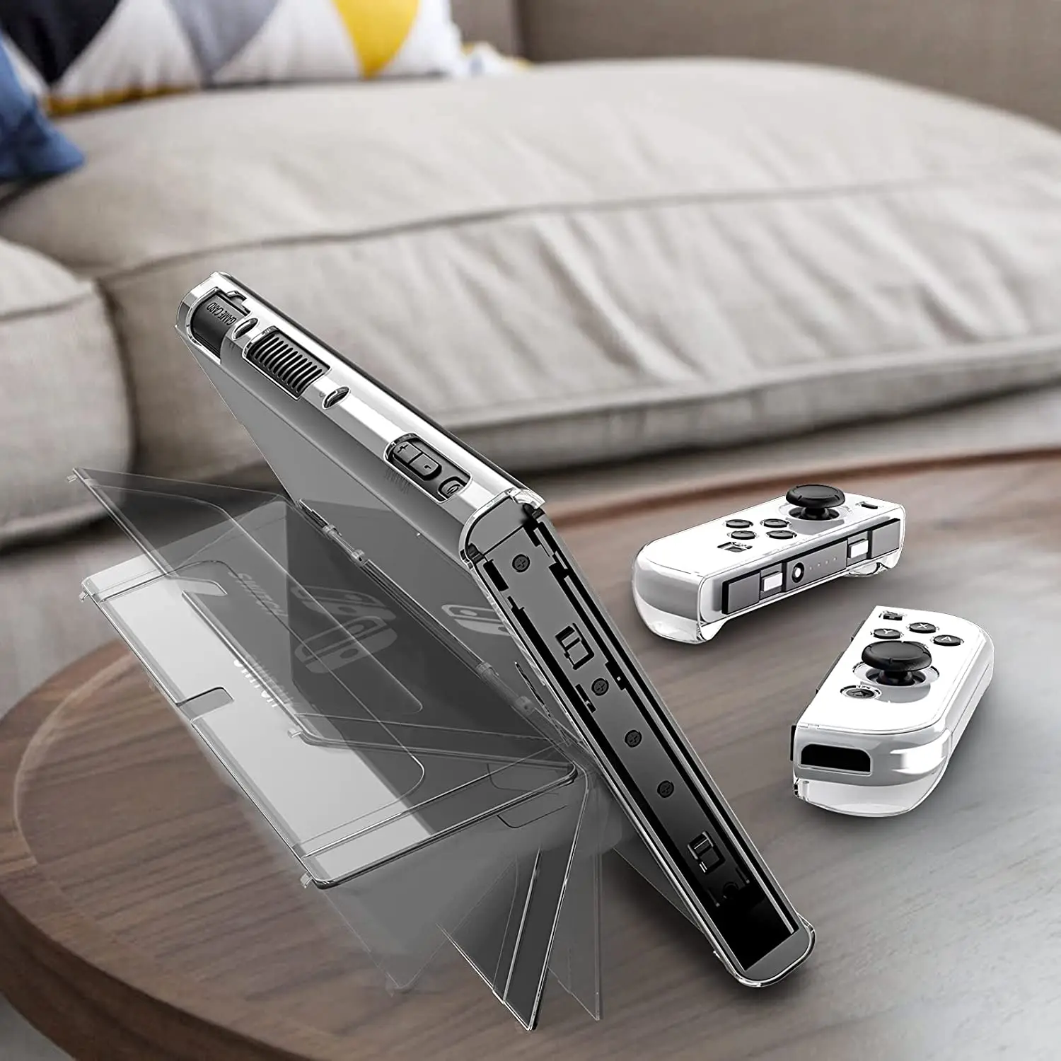 Прозрачный защитный чехол HEYSTOP совместимый с Nintendo Switch OLED модель 2021 PC для Joy-Con |