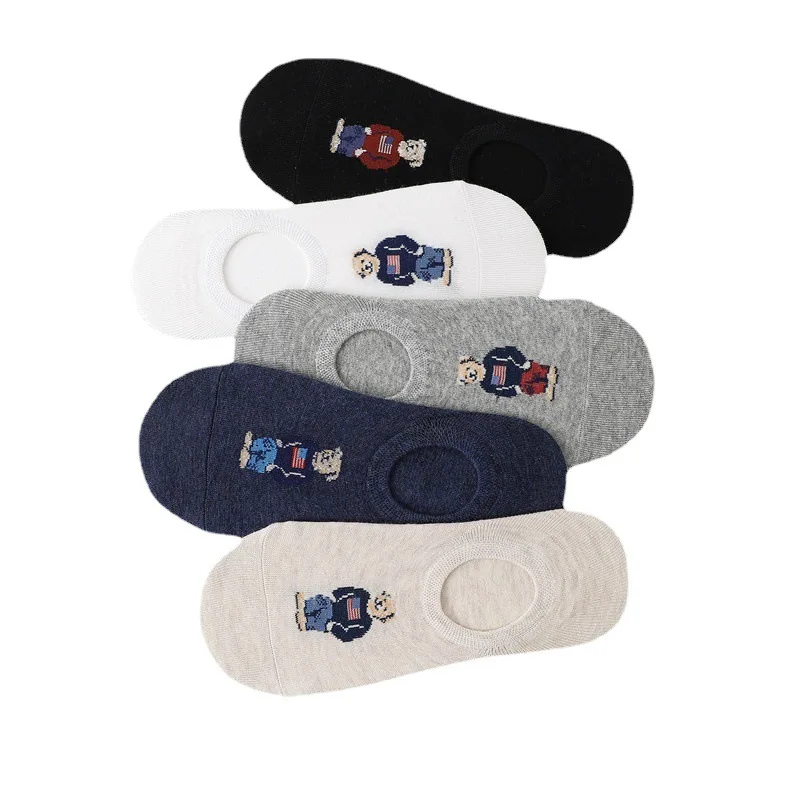 Популярные невидимые носки для мальчиков милые с медведем женские мультяшным