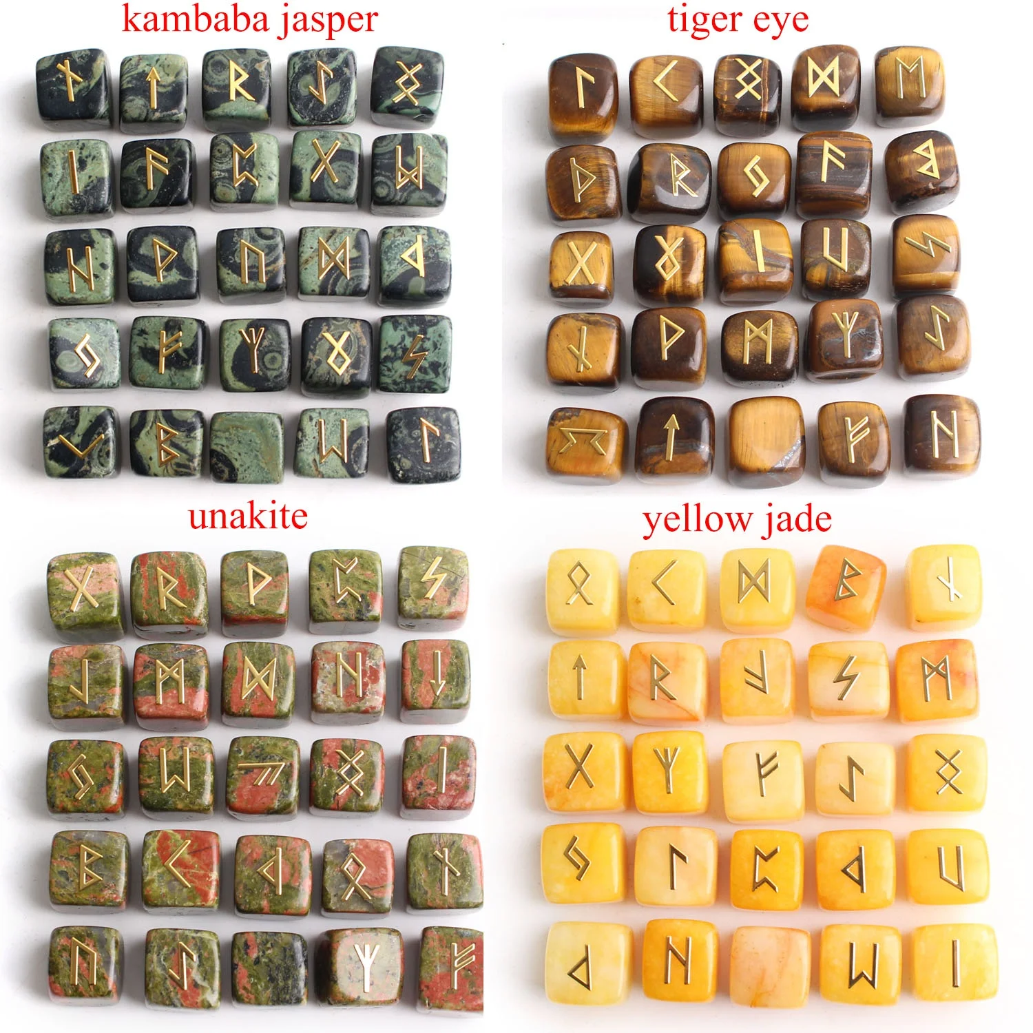 25Pcs Natural Chakra Various Cube Crystals Runes Metal Sticker Symbol Fortune-telling Divination Rock Stones Reiki Healing Gift | Дом и сад