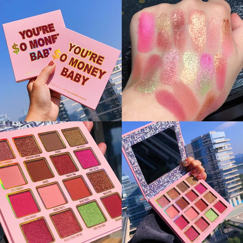 Матовые перламутровые блестящие водостойкие тени для век 16 цветов пигментные