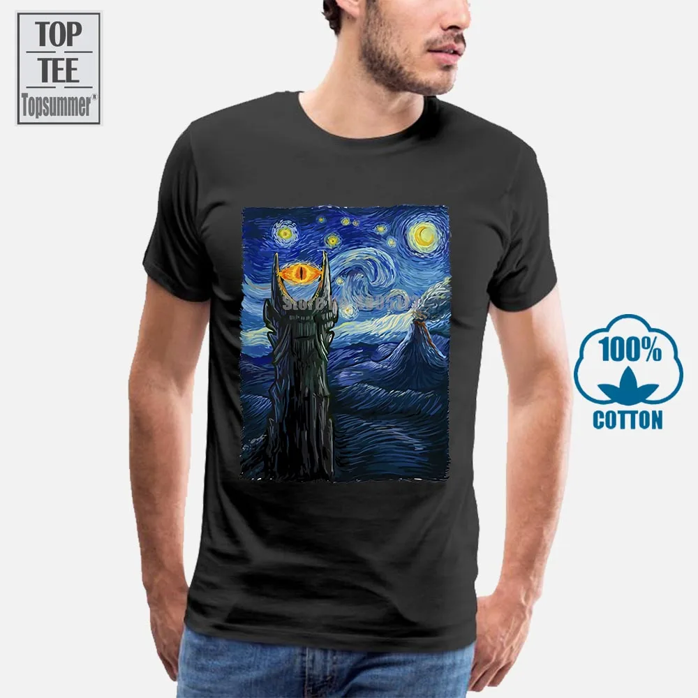 

The Starry Night Van Goah Crossover Geek T Shirts Funny T-Shirt Men Wholesale Men T-Shirt Cool T-Shirts Rock T Shirt Boys Tshirt