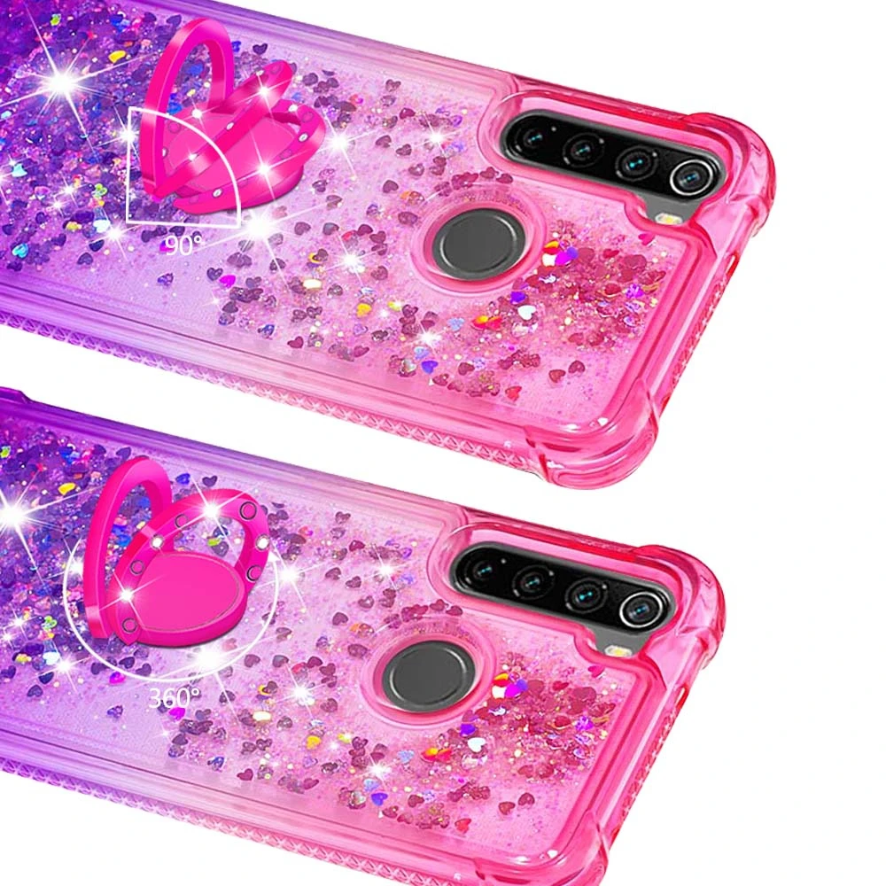 For Redmi Note 8 Pro K20 Ultra thin Shining Liquid Quicksand Case Xiaomi 9T Gradient Sequins Finger ring TPU Cover | Мобильные
