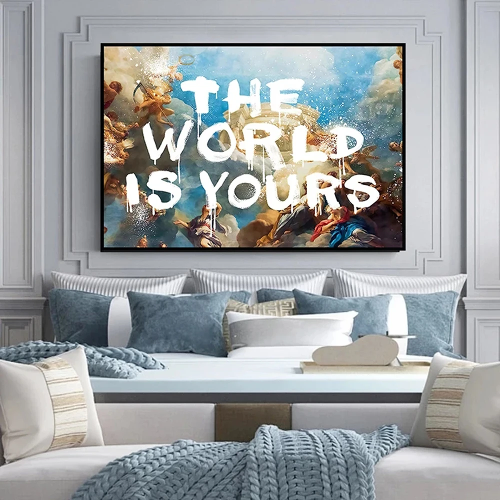 

The World Is Yours Statement Canvas Painting Inspirational Quotes Posters Prints office Wall Home Decorative Painting On Canvas