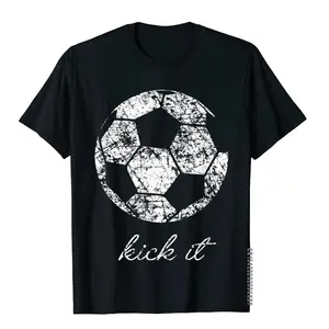 Kick It Soccer Ball Shirt Game Day Soccer Mom Sport Gift Tops Slim Fit Casual Cotton Men's T Shirts Cool Clothing