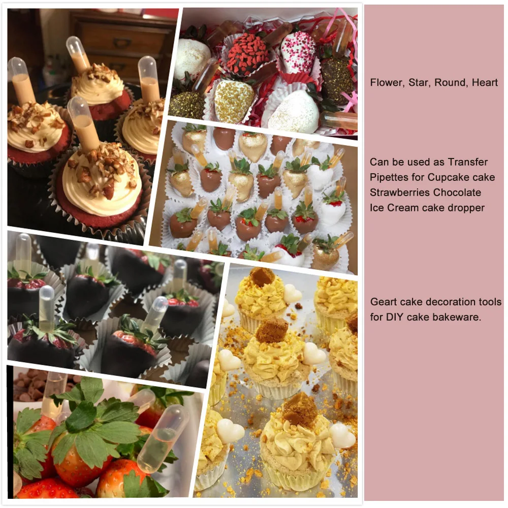 

200pcs Squeeze Transfer Pipettes 4ml Disposable Cake Pipettes Dropper Decoration for Cupcake Ice Cream Strawberries Cake Topper