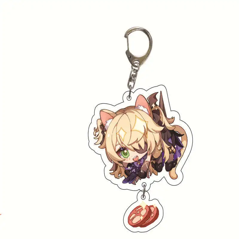 

Genshin Impact Amber Trinket Keychain Game Character Kaeya Alberch Barbara Gunnhildr Noelle Model Player Props Keyring Holder