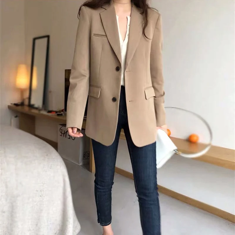 

Long Sleeve Work Suit Coat Office Lady Solid Slim Blazers 2021 Spring New Fashion Blazer Jacket Women Casual Pockets