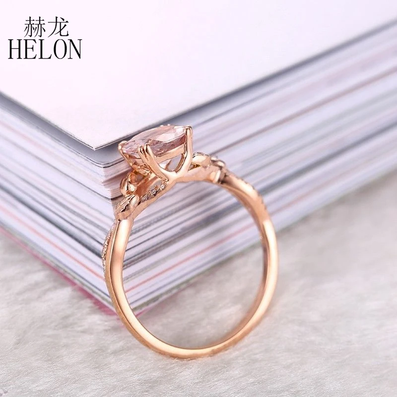 HELON Real 14K розовое золото Сертифицированный Круглый 7 мм 1.2ct натуральный морганит и