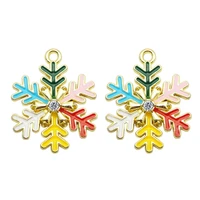 julie wang 6pcs enamel colorful snowflake charms zinc alloy christmas pendant bracelet earrings jewelry making accessory
