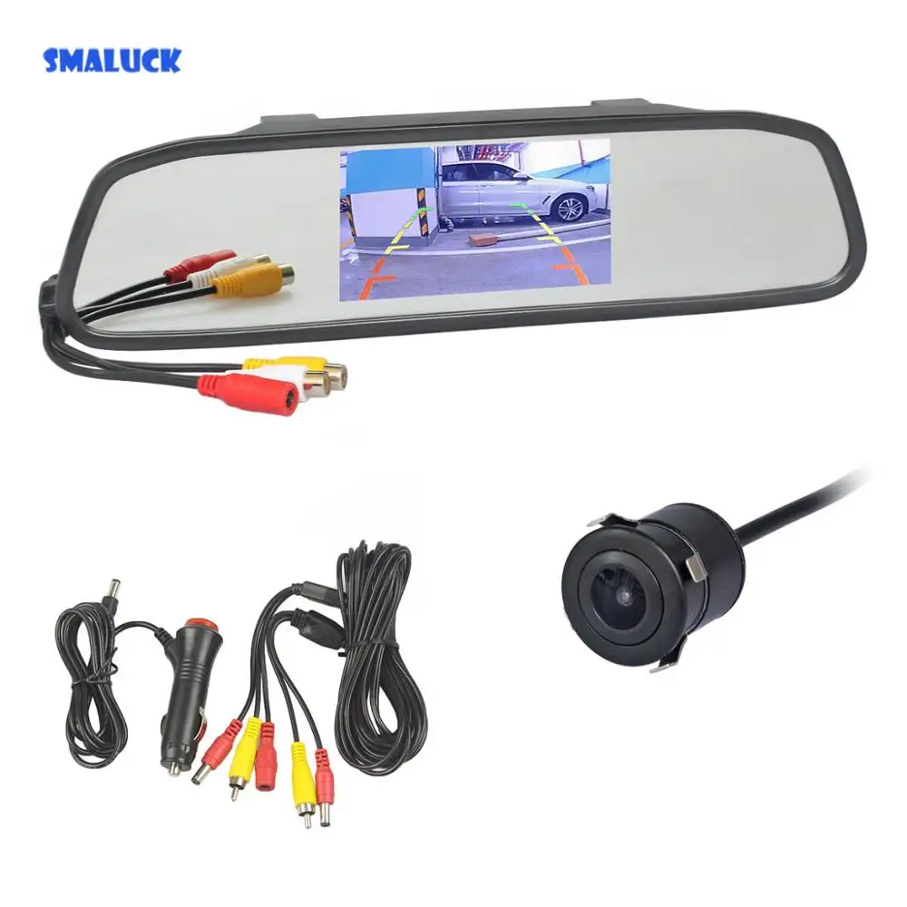 SMALUCK 4 3 &quotАвтомобильный Монитор зеркальный монитор + водонепроницаемый HD 18 5 мм