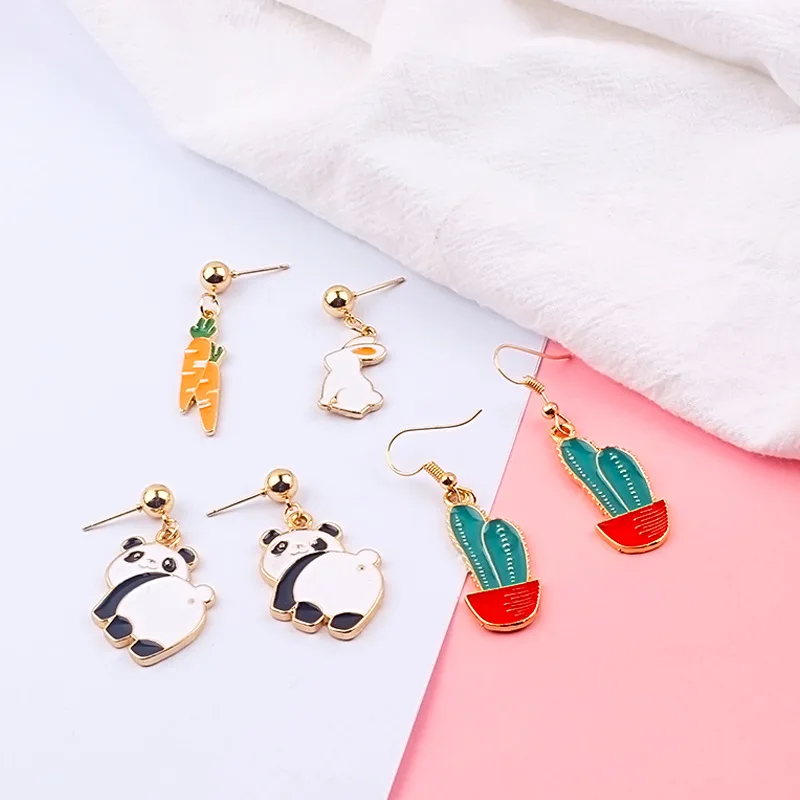 Японские и корейские Девушки Креативные супер милые Мультяшные сережки с