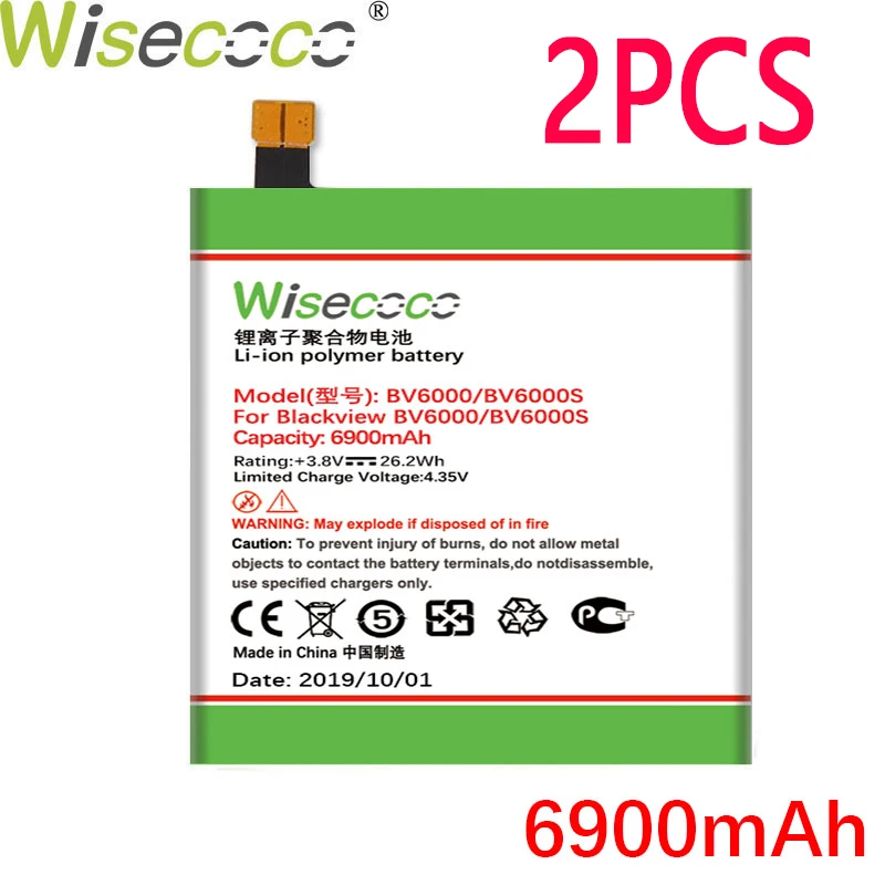 WISECOCO 2 шт. 6900 мАч BV6000 батарея для Blackview BV6000 BV6000S мобильный телефон новейшее производство батарея с номером отслеживания
