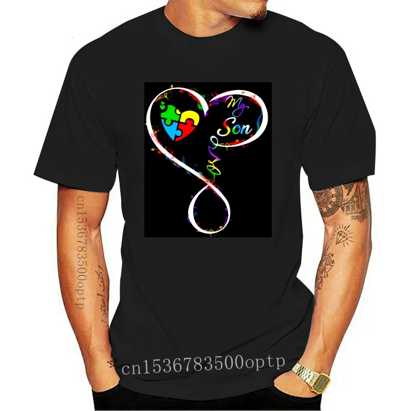 

Футболка мужская с круглым вырезом, модная рубашка с принтом «Love My сын» для осмотра аутизма, весенняя одежда