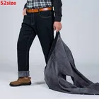 Большие бархатные толстые джинсы мужские зимние Молодежные прямые свободные теплые брюки с высокой талией для мужчин размера плюс 52 50 10XL 9XL