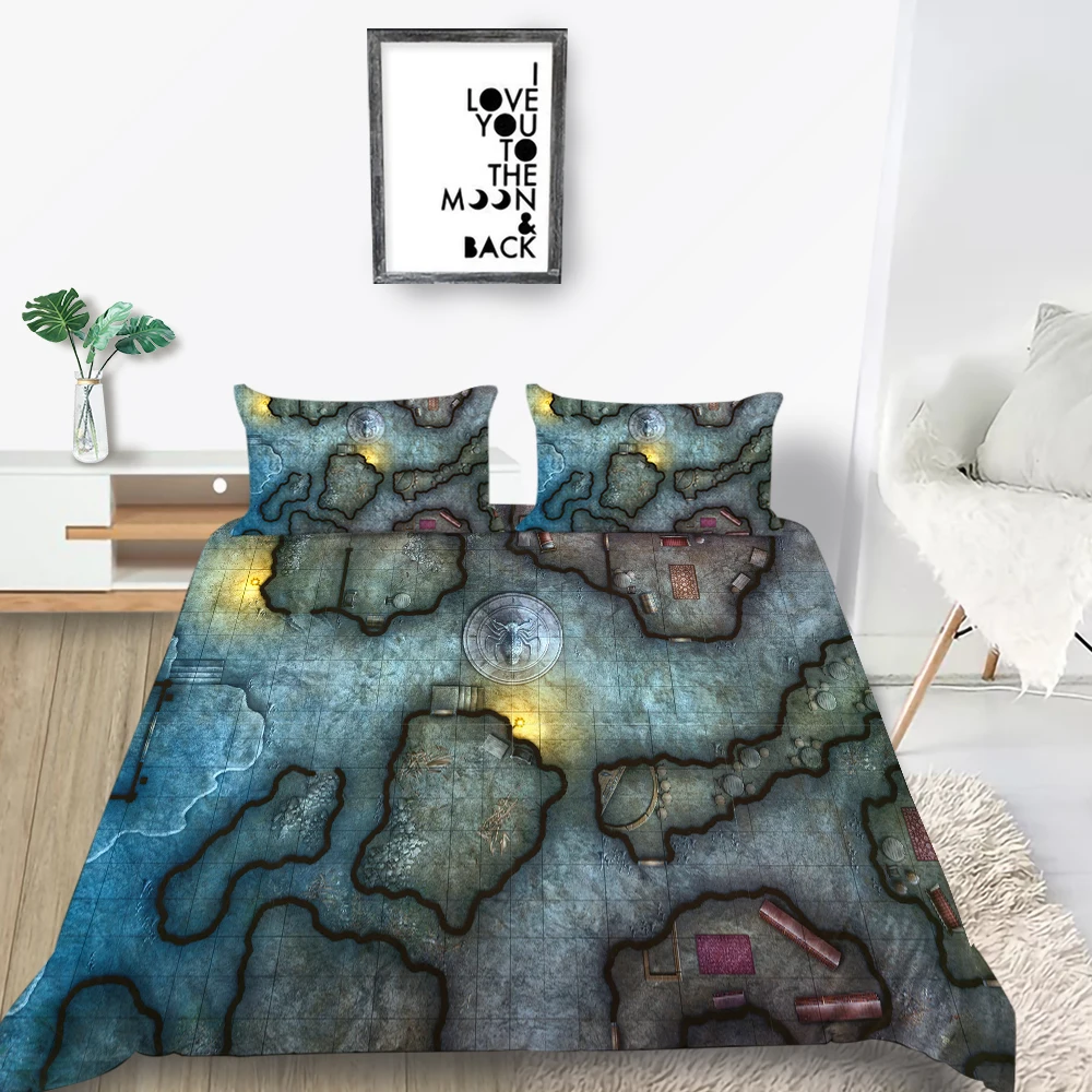 Комплект постельного белья с картой игры винтажный Модный креативный большого