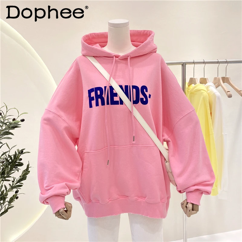 

Женские толстовки весна-осень 2021 новая модная одежда в Корейском стиле свободная Уютная толстовка Повседневная С буквенным принтом пальто ...