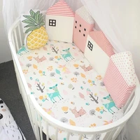 4 pcslot crib protector baby bed bumper infant pillows cradle safety fence newborns nordic little house pattern decor bumpers