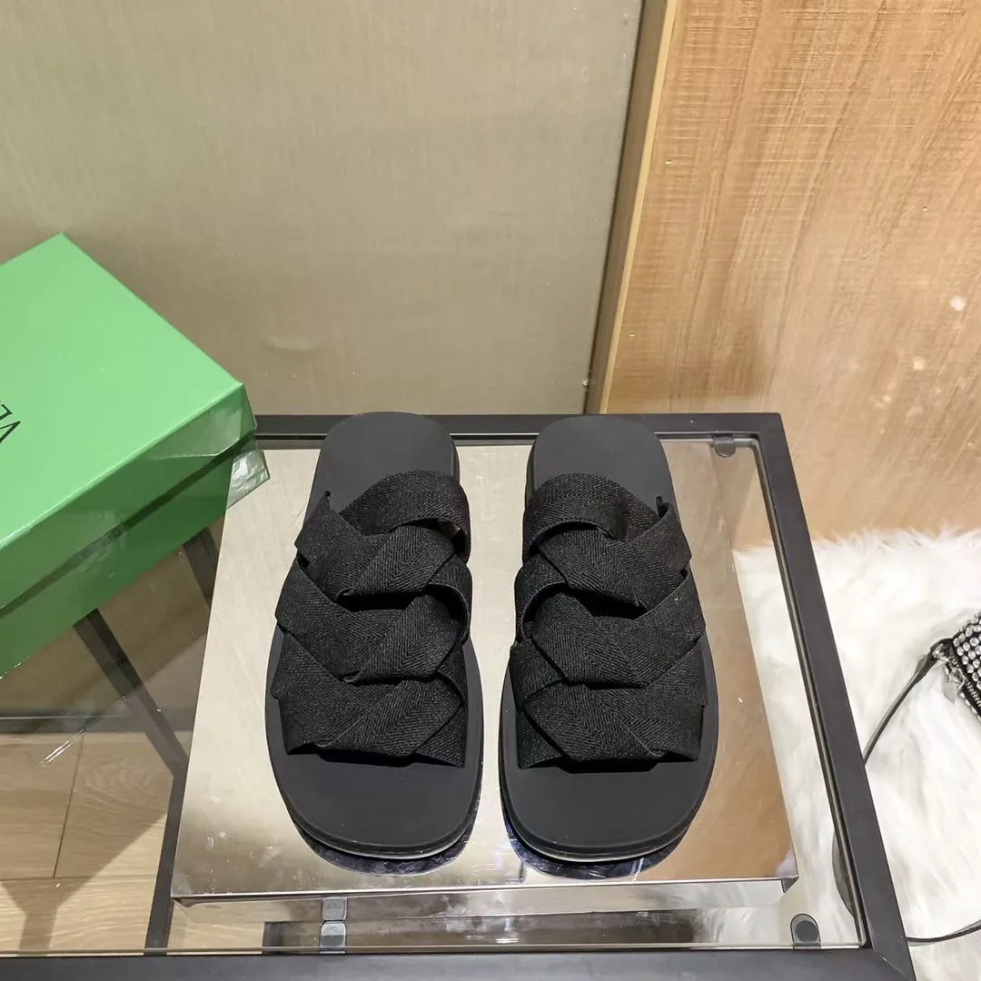 

Woven Elastic Band Slippers 2021 Summer New Flat Roman Sandals