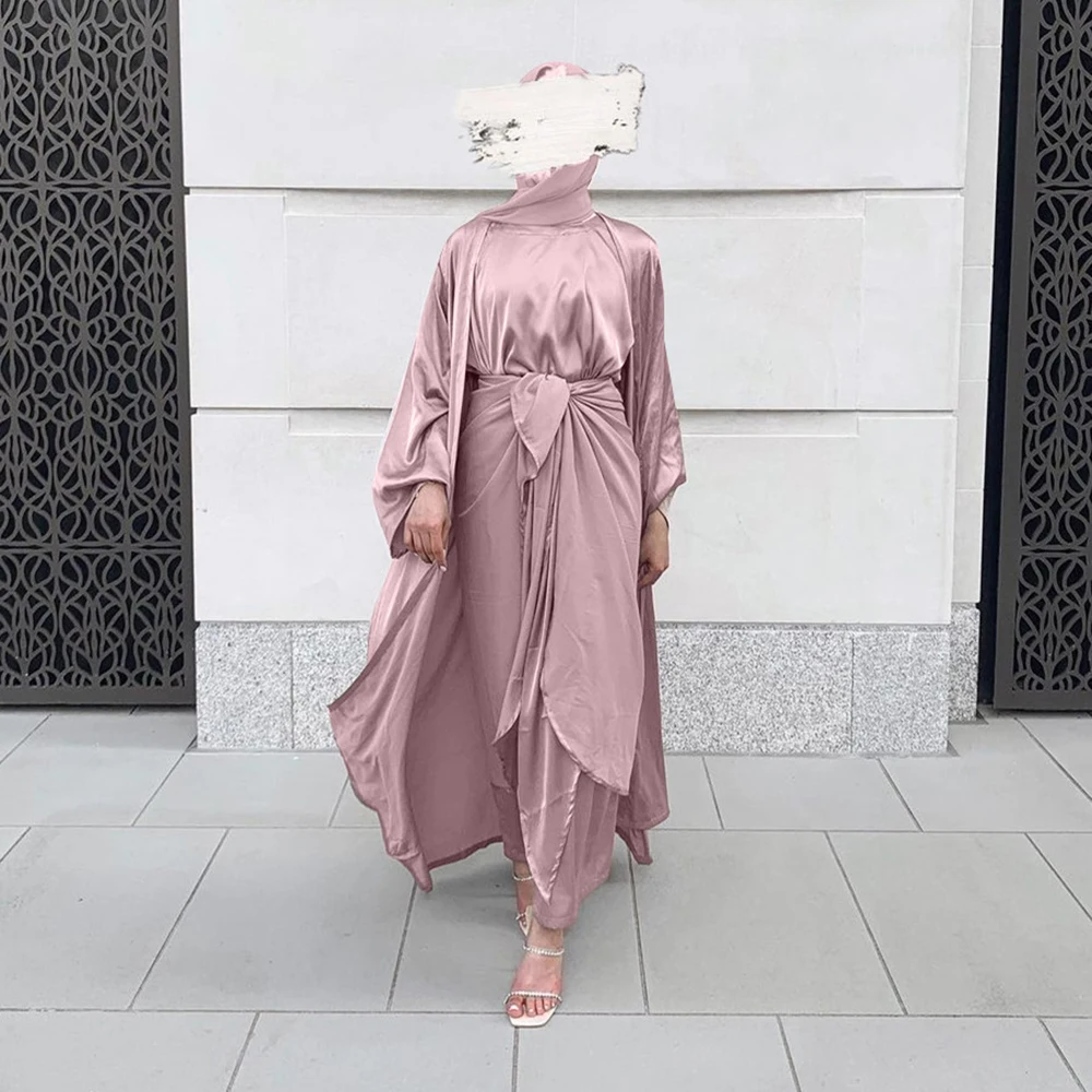 Кафтан абайя атласная искусственная кожа ислам арабские мусульманские