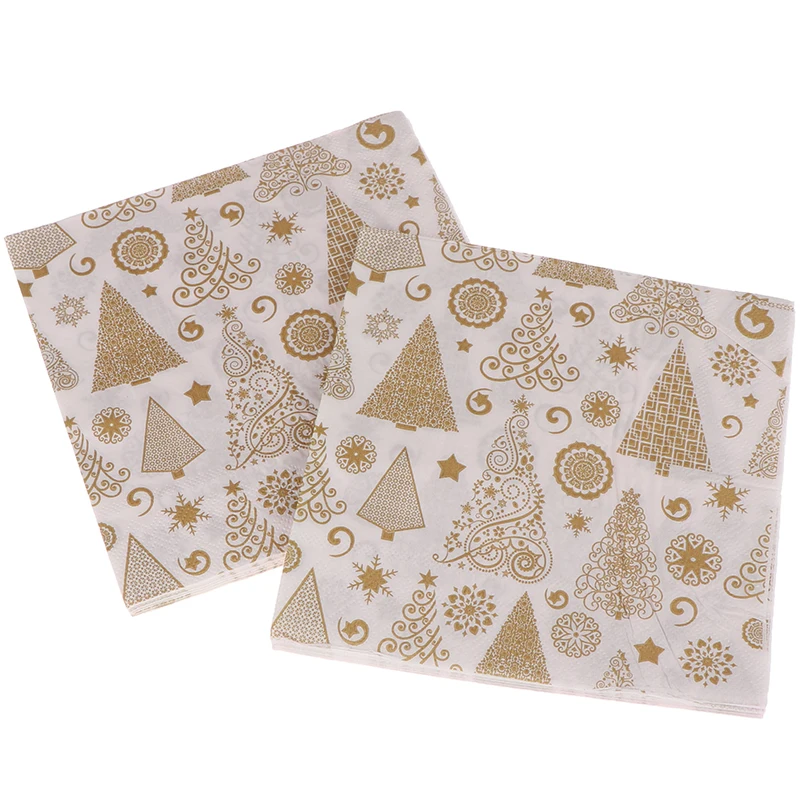20 шт./компл. квадратная Рождественская бумажная салфетка праздничная Карманный