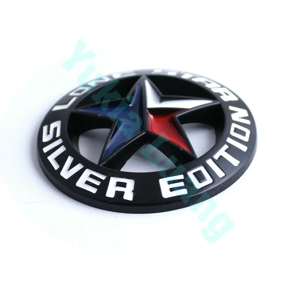 

2x Black LONE STAR SILVER EDITION Texas Emblem Metal Alloy Badge Universal