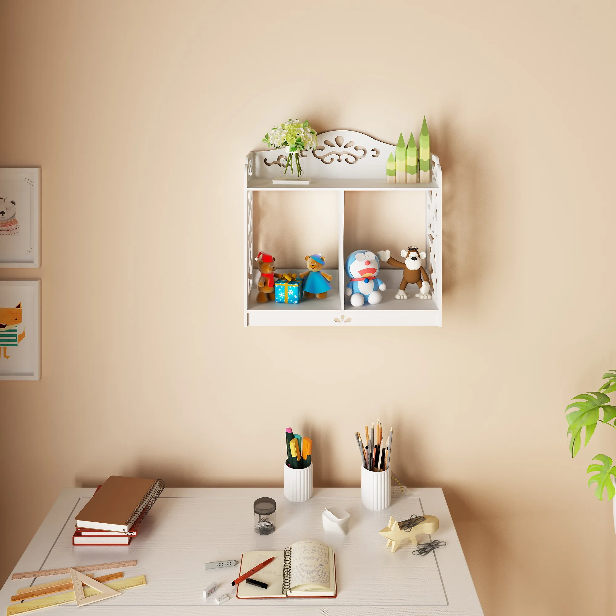 

Wood-plastic Board Wall Shelf Bookshelf Flower Shelf