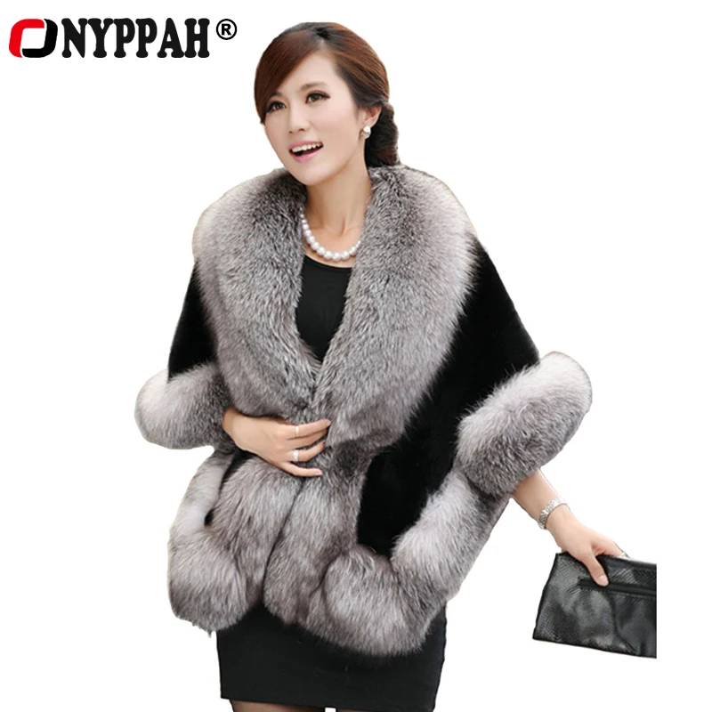 Бесплатная доставка 2020 искусственный мех шаль Женское зимнее пальто Высокое