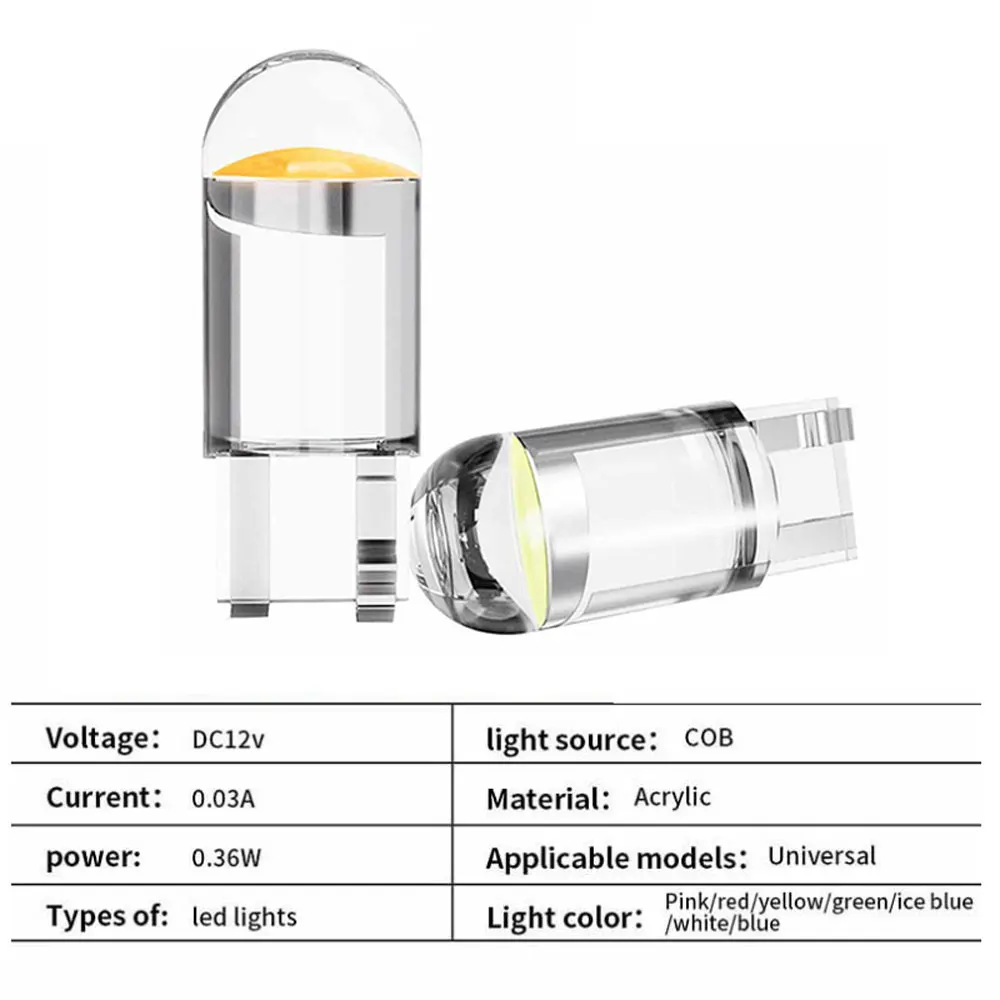 100x W5W Led T10 автомобильный светильник COB Glassy 6000K белый авто номерной знак лампа Купол