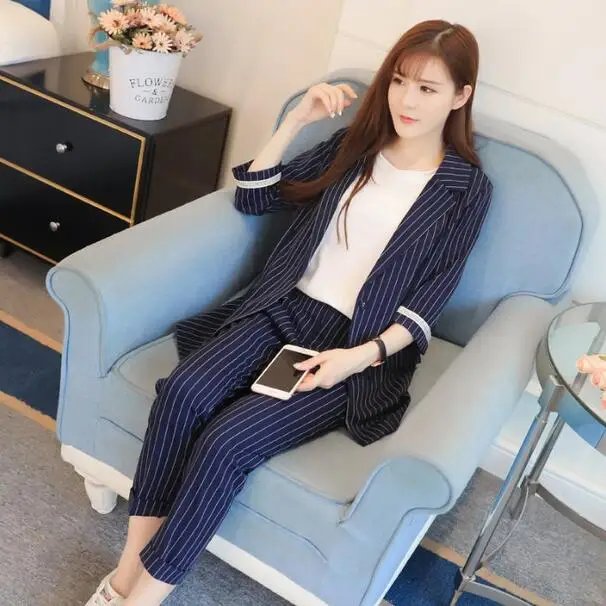 Новое поступление 2020 OL стиль брюки костюмы для женщин на одной пуговице Блейзер 2