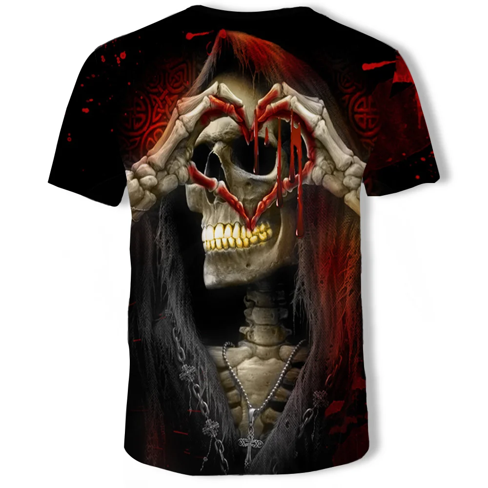 

2021 new 3D men's t-shirt horror skull t-shirt men's summer 3D printing interesting t-shirt street style men's 3D printing Tops