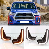 led drl daytime running light fog lamp bezel with dynamic sequential turn signal daylight fit for hilux revo 2020 2021 car lamps