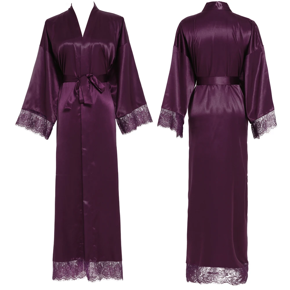 Silk Satin Lace Robes Bride Robes Bridesmaid Robes Women Wedding Long Robe Bathrobe Long Robe