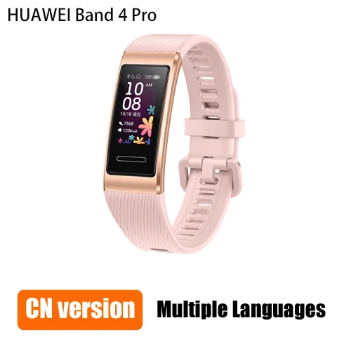 red Смарт-браслет huawei Band 4 Pro gps, металлическая рамка, цветной сенсорный экран, датчик уровня кислорода в крови, датчик сердечного ритма, браслет для сна - Цвет: red