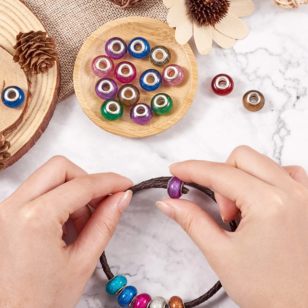 Акриловые Европейские Бусины 100 шт. бусины с большими отверстиями латунными