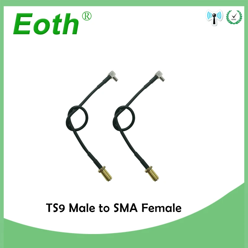 Модемный кабель 3G ZTE 2 шт. IOT TS9 15 см штекер прямого к SMA прямоугольный отрезок RG178