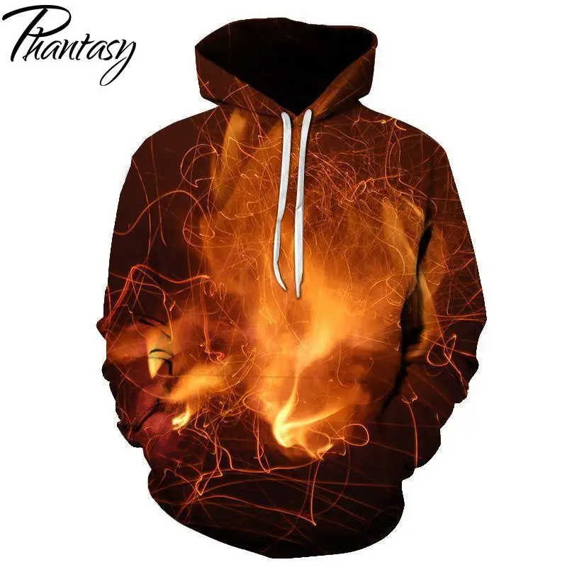 

Phantasy 2021 European American Hoodies Foreign Trade New Style Amazon Red Flame 3D Printed Sweater Men's Fashion Couple Hoodie