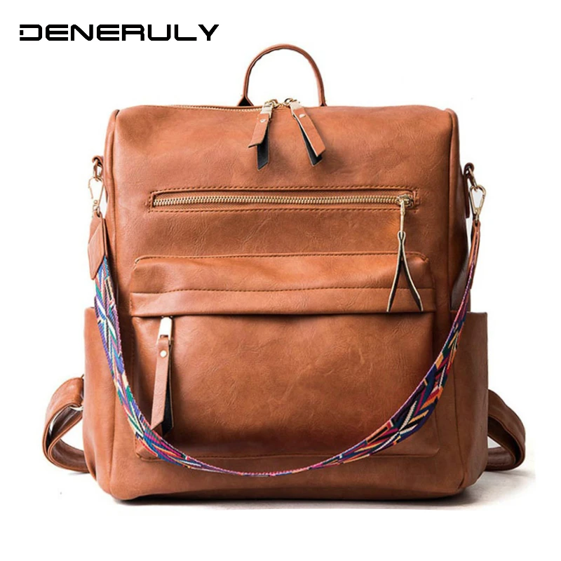 

2020 Backpacks PU Leather School Bag Vintage Backpacks Shoulder Bag Female Casual Style Mochila Mujer Bolsos Sac A Dos Femme