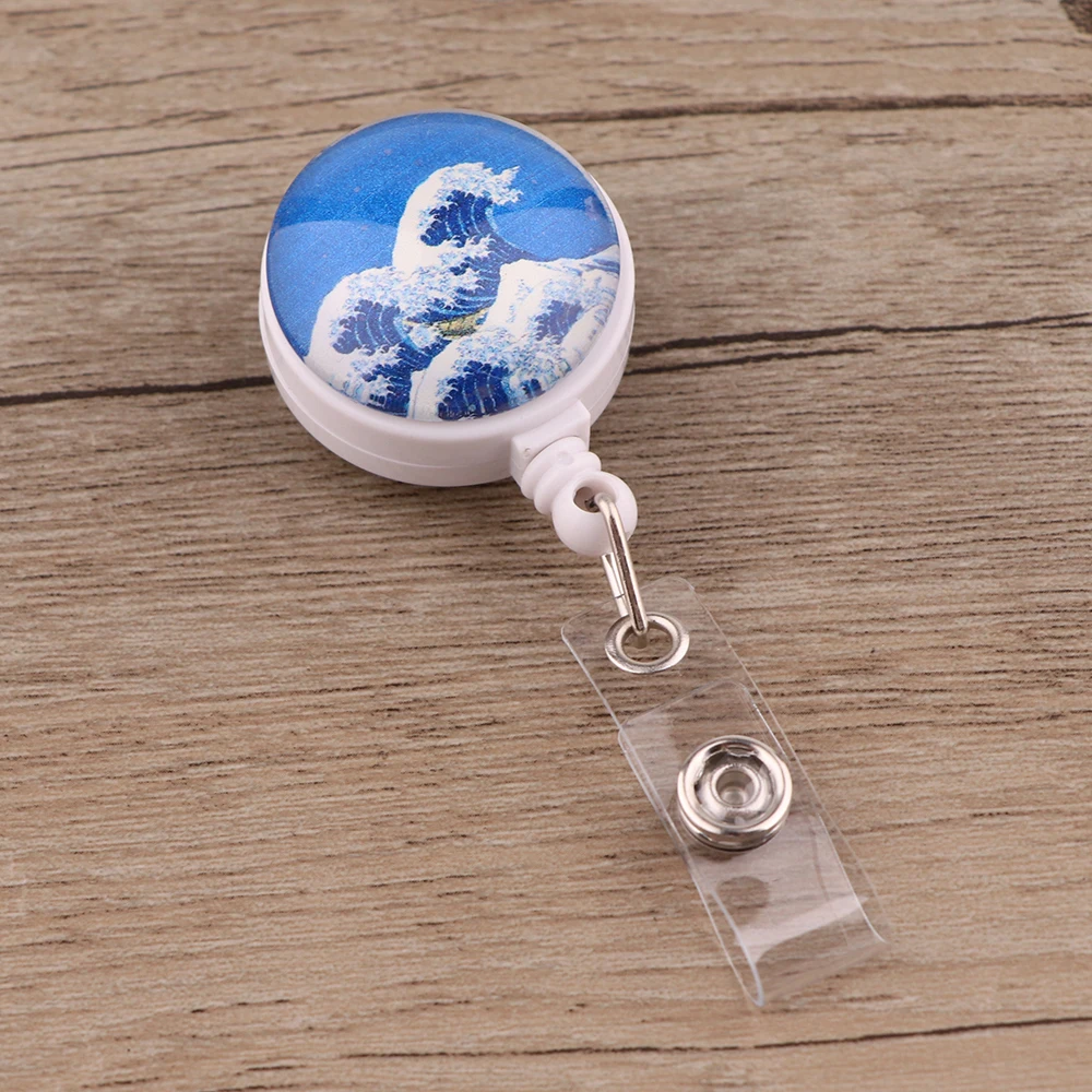 

JF769 Искусство волны со значком выдвижной держатель значок медсестры для школьников и студентов ID держатель для карт имя брелок для ключей ш...