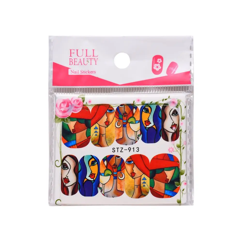 

16pcs/set Nail Stickers DIY Colorful Abstract Image Nail Art Paper Decoration Manicure Tattoos Creative Designs Watermark Decals