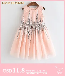 LOVE DD& MM/платья для девочек коллекция года, новая весенняя детская одежда милое однотонное Пышное Платье с круглым вырезом для девочек