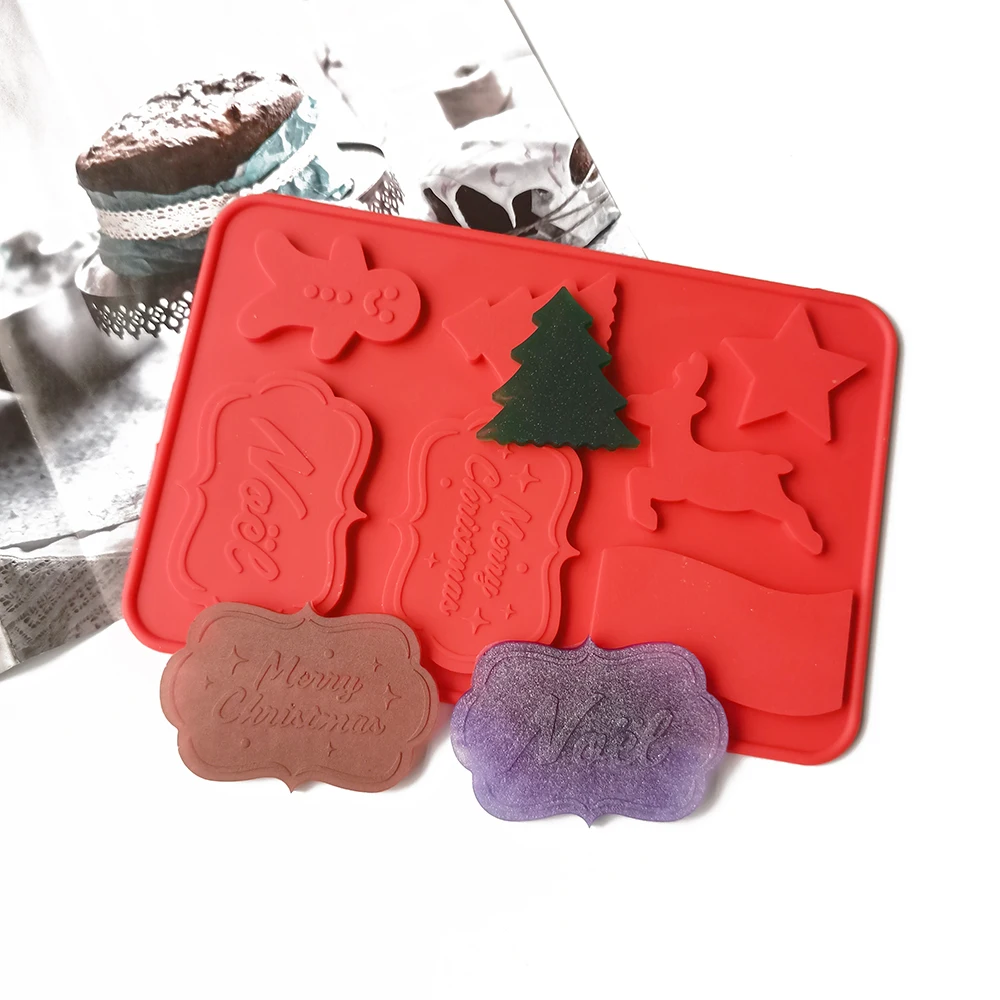 

New Christmas Silicone Chocolate Cake Biscuit Mold Mousse Mould Cookies 3D DIY 7 Shape Handmade Kitchen Baking Tools Accessories