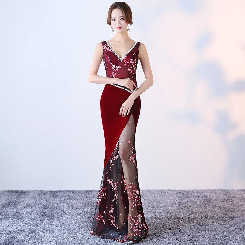 Женское вечернее платье-русалка Элегантное Длинное атласное платье до пола с
