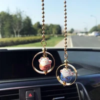 car pendant lucky cat car rearview mirror decoration ceramics alloy dashboard accessories gift