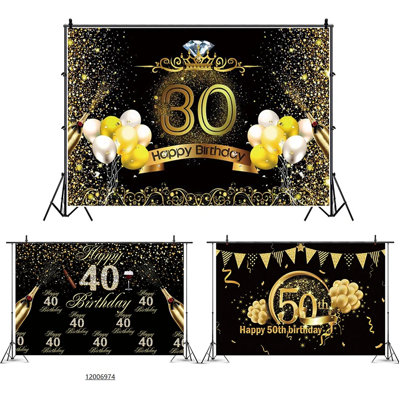 

Birthday Background Decor Happy 30th 40th 50th Birthday Party Decor Adult 30 40 50 years Anniversary Birthday Party Supplies