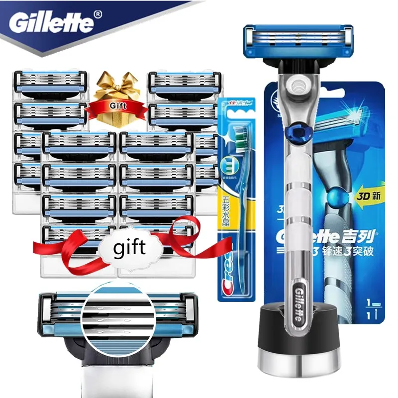 

Gillette Mach 3 Turbo 3D Razors Blade for Men Machine for Shaving Blade 3 Layer Shaver Cassettes For Replacebale Blade with Base