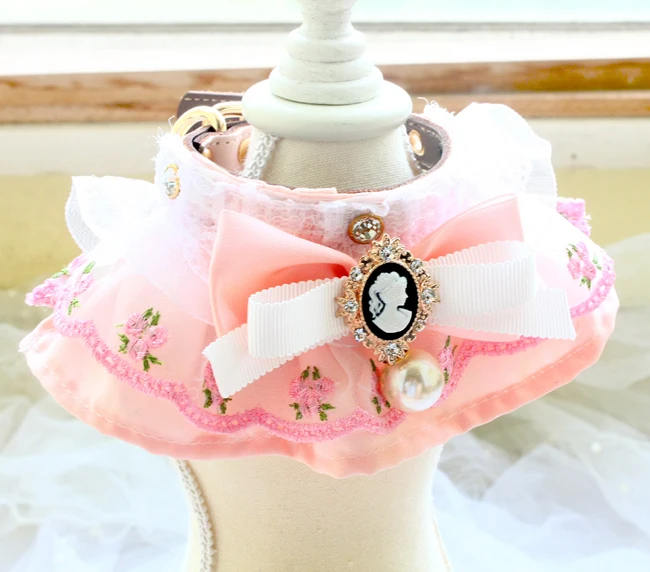 Розовый с принтом сердечки для маленькой девочки ошейник поводок комплекты