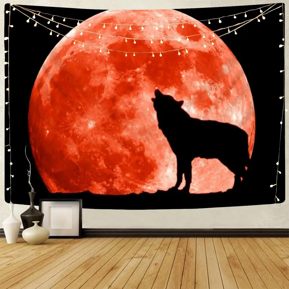 

Настенный Гобелен NKNK с изображением волка, гобеленов в стиле аниме, Луны, красная натюрмортная мандала, Настенная подвесная мандала, колдов...