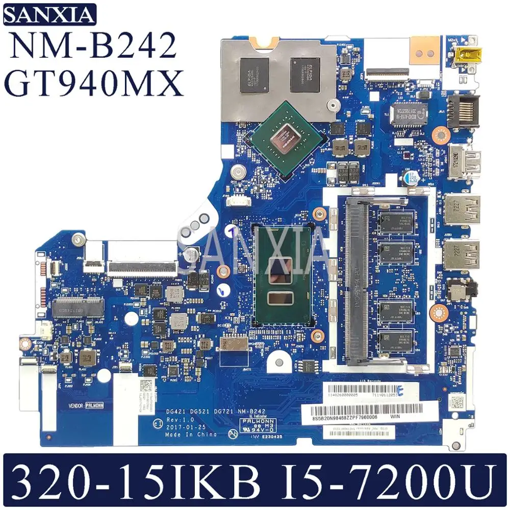 KEFU NM-B242 материнская плата для ноутбука lenovo Ideapad 320-15IKB оригинальная материнская плата 4GB-RAM I5-7200U GT940MX