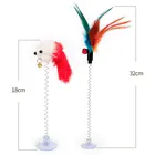 Кошачья интерактивная игрушка с присоской, весеннее перо, плюшевая мышь, забавные игрушки для животных NIN668