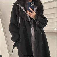 2021 autumn and winter new korean style loose and versatile knee length female student coat